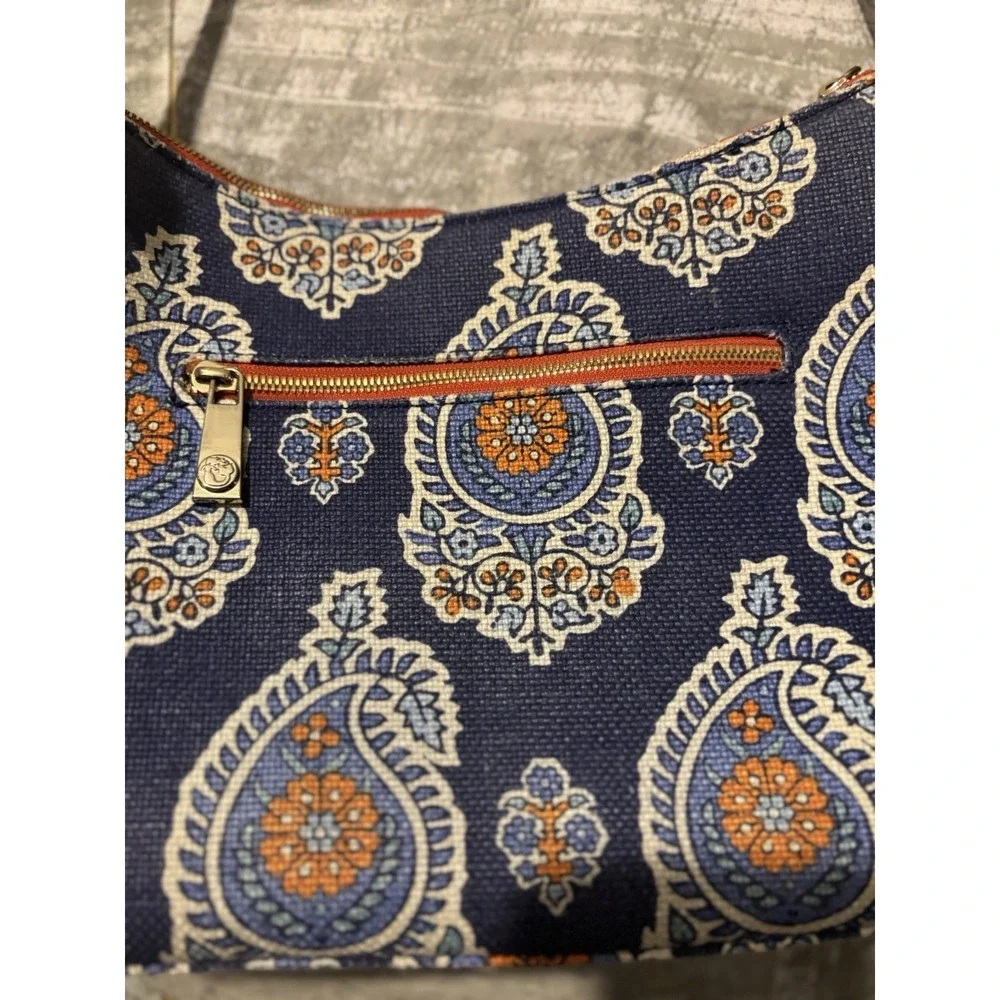 Spartina 449 Bag Purse Daufuskie Island Linen Leather Blue Orange Paisley
